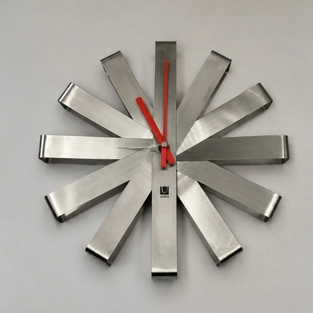 UMBRA wall clock by Michelle Ivankovic stainless steel ribbon sweep Seconds 12